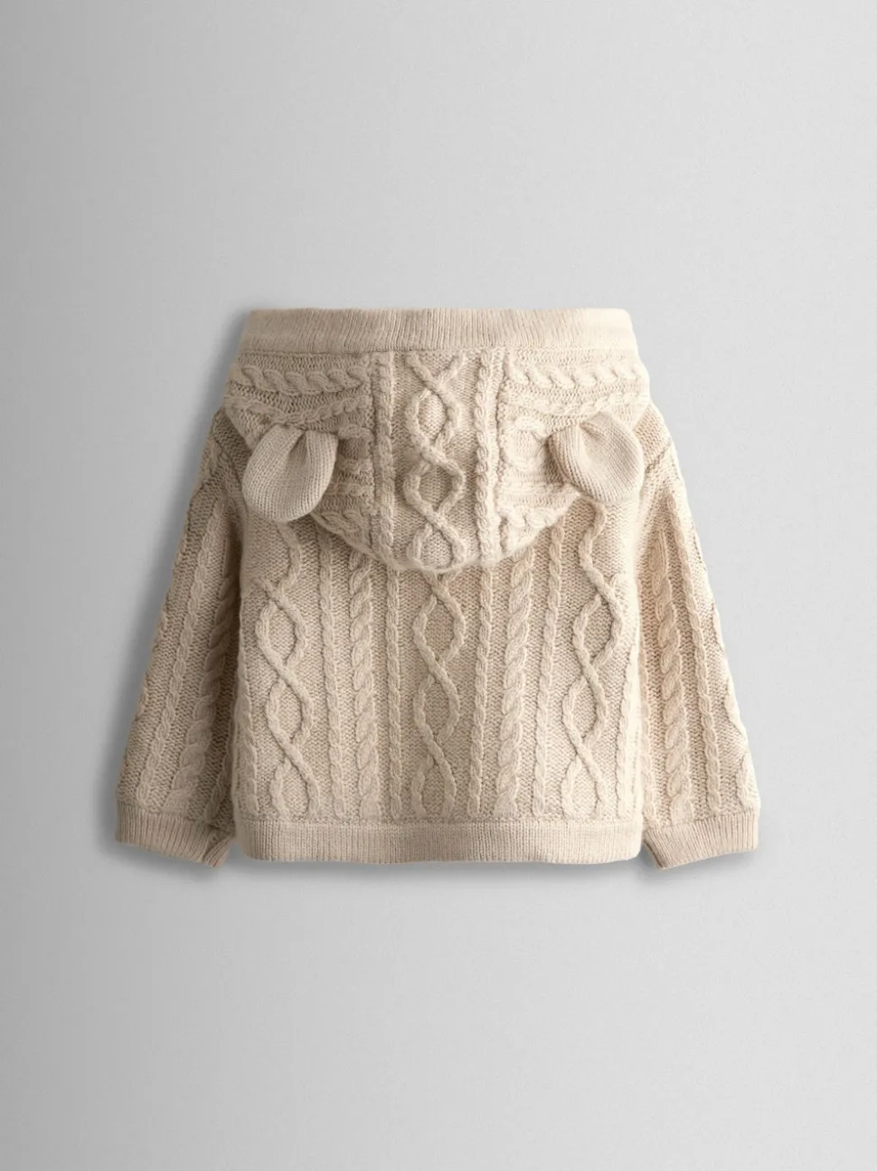 JoJo Maman Bébé Cream Bear Cable Knit Cardigan