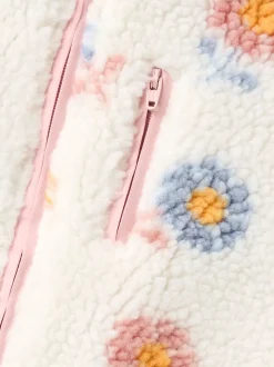 JoJo Maman Bébé Cream Big Flower Hooded Fleece Jacket