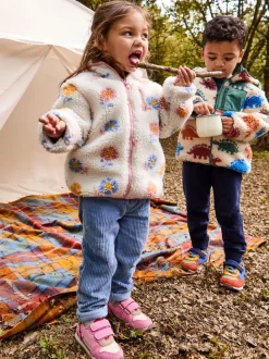 JoJo Maman Bébé Cream Big Flower Hooded Fleece Jacket