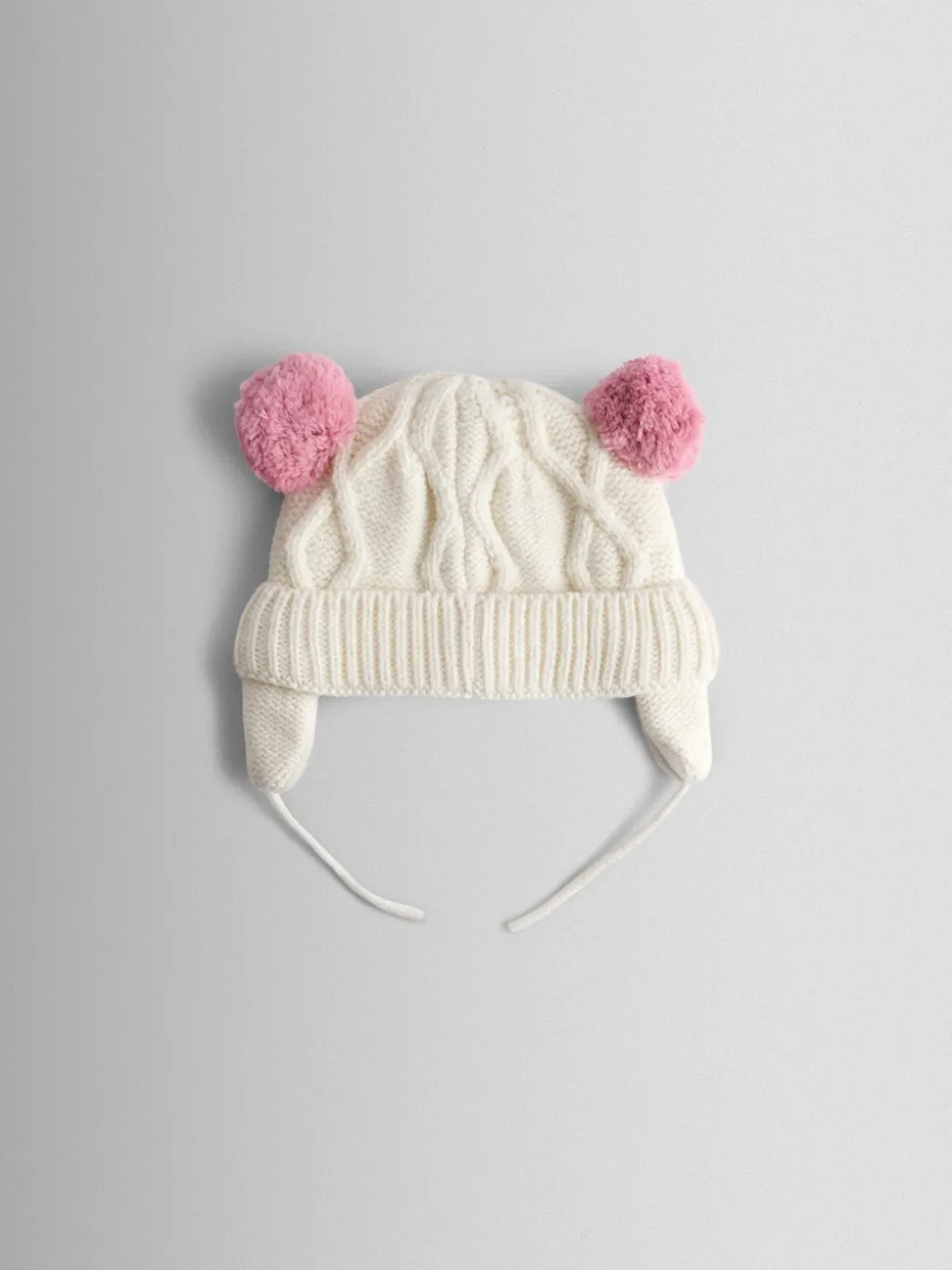 JoJo Maman Bébé Cream Cherry Cherry Applique Pom Pom Knitted Hat