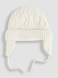 JoJo Maman Bébé Cream Cherry Cosy Pom Pom Rib Hat