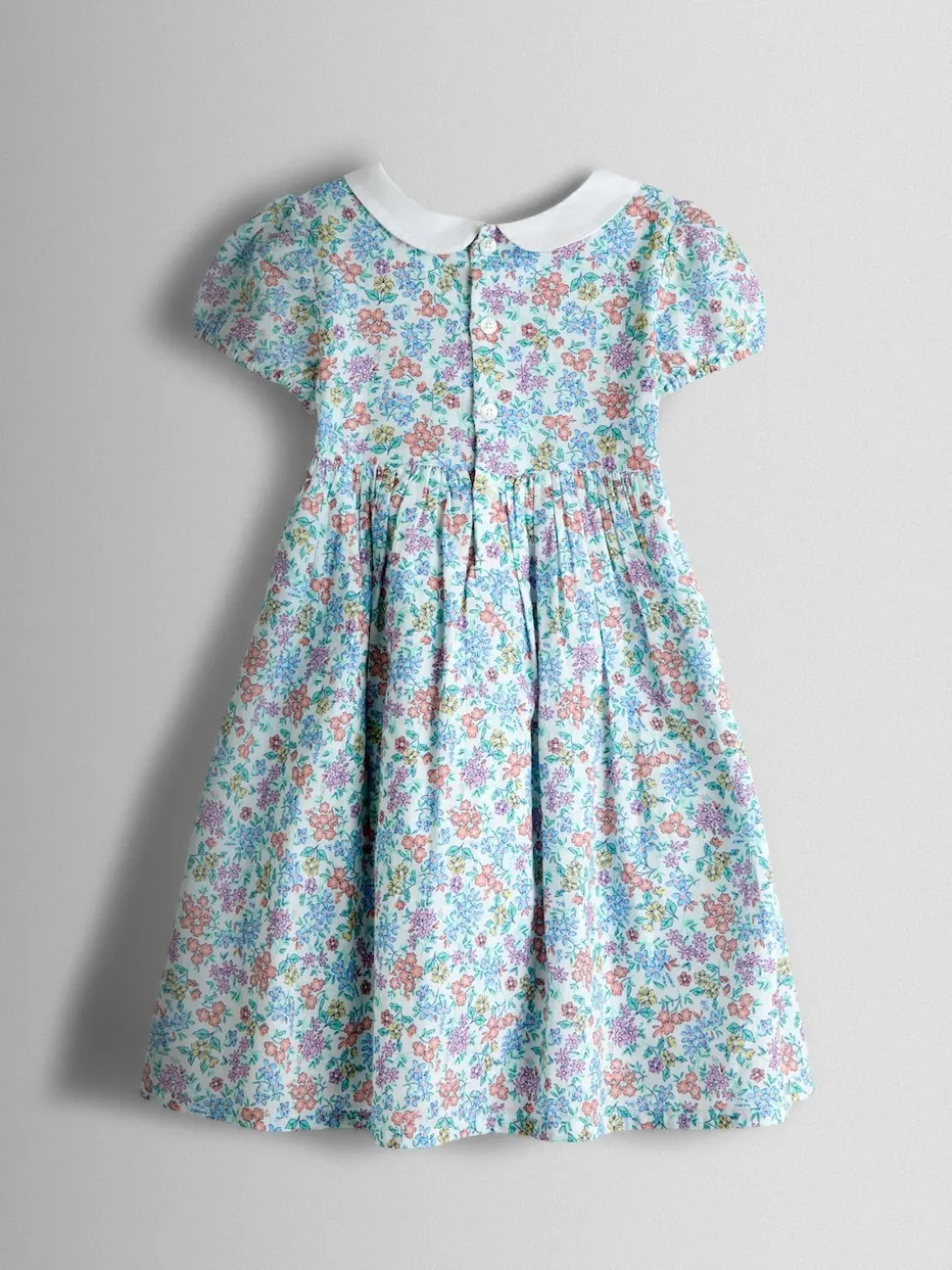 JoJo Maman Bébé Cream Collared Ditsy Floral Smocked Dress