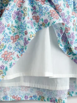 JoJo Maman Bébé Cream Collared Ditsy Floral Smocked Dress