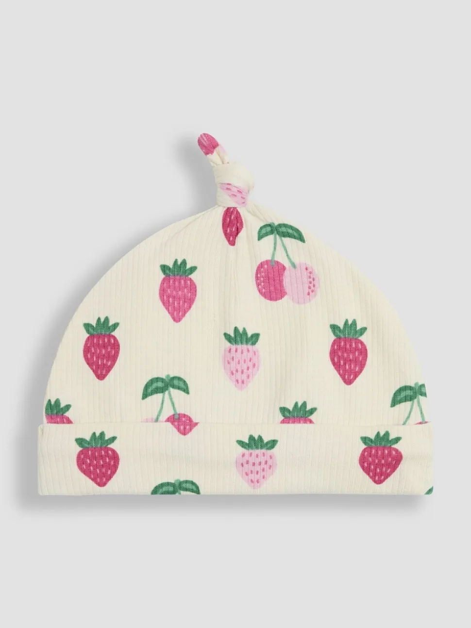JoJo Maman Bébé Cream Cotton Print Baby Hat
