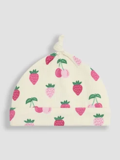 JoJo Maman Bébé Cream Cotton Print Baby Hat