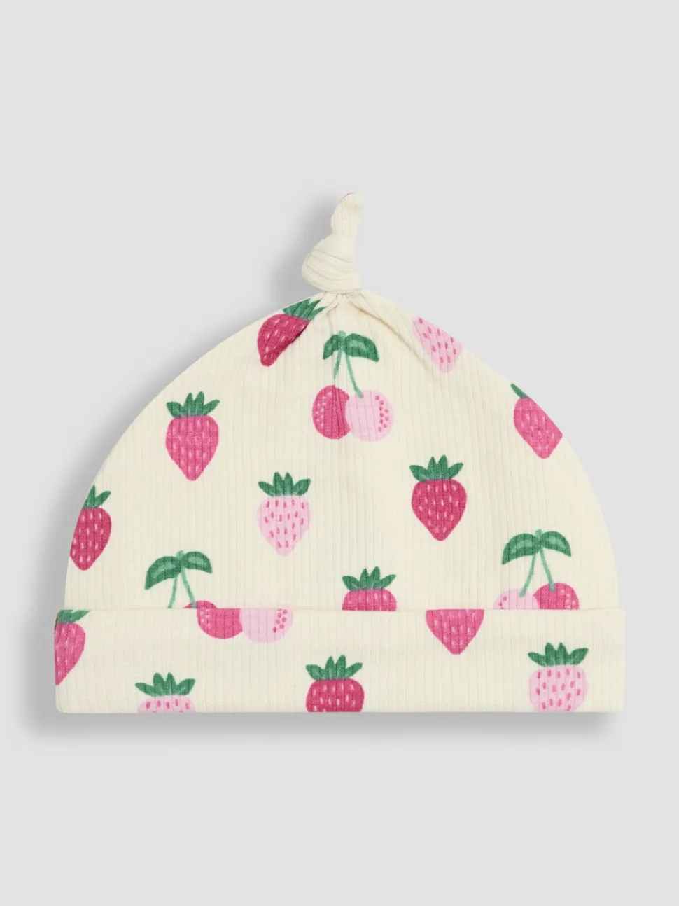 JoJo Maman Bébé Cream Cotton Print Baby Hat