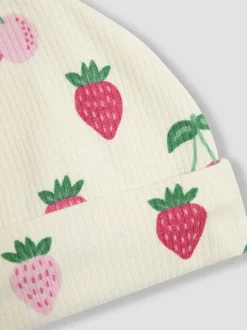 JoJo Maman Bébé Cream Cotton Print Baby Hat