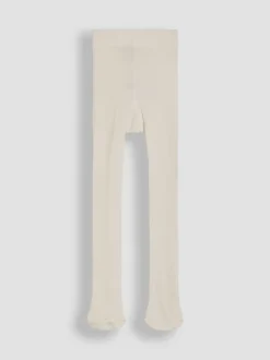JoJo Maman Bébé Cream Cotton Rich Plain Tights