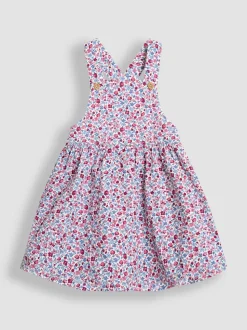 JoJo Maman Bébé Cream Ditsy Floral Cord Pinafore Dress & Top Set