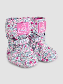 JoJo Maman Bébé Cream Ditsy Print Fleece Lined Booties