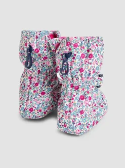 JoJo Maman Bébé Cream Ditsy Print Fleece Lined Booties