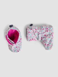JoJo Maman Bébé Cream Ditsy Print Fleece Lined Booties