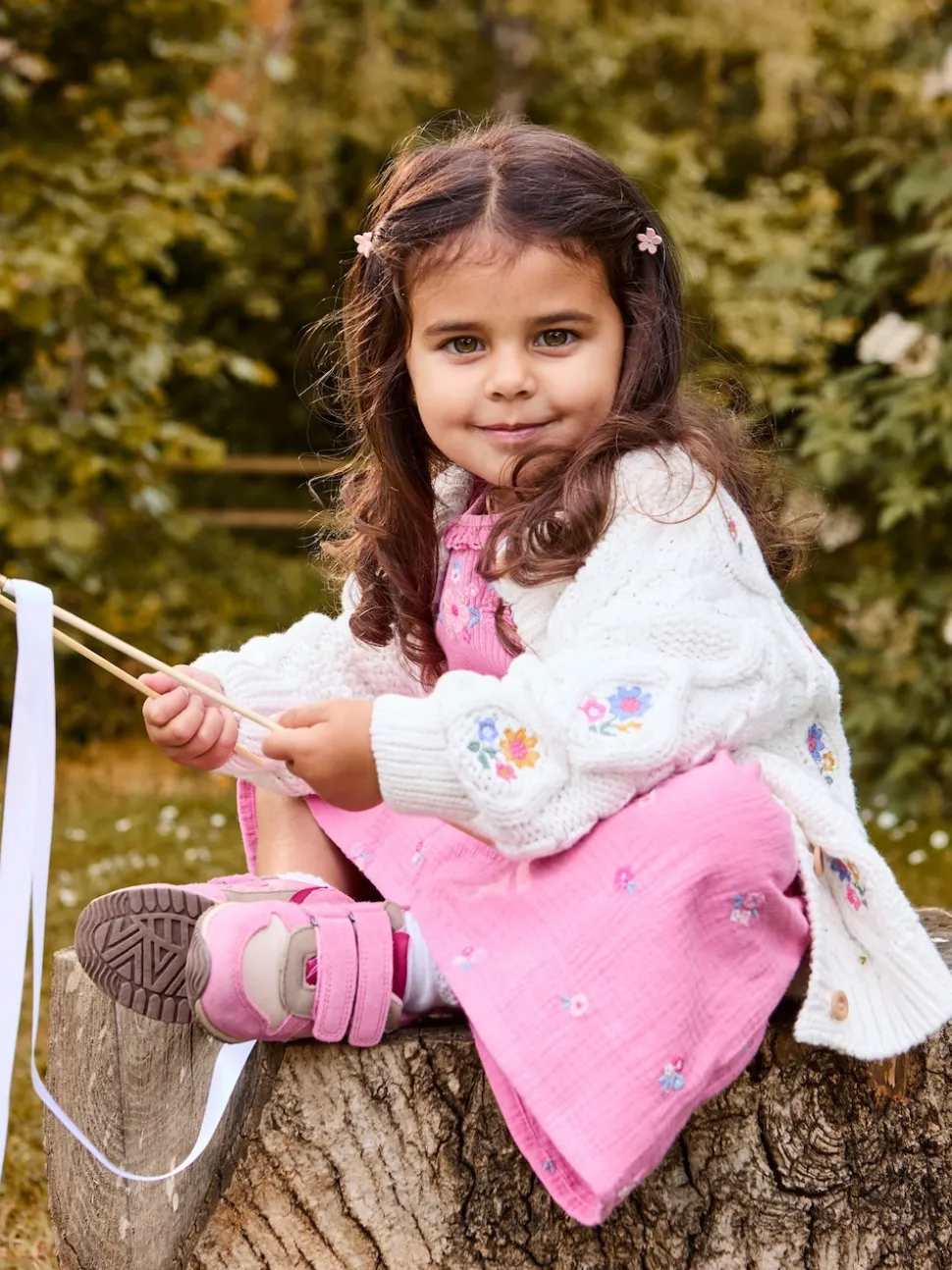 JoJo Maman Bébé Cream Embroidered Chunky Knit Jumper