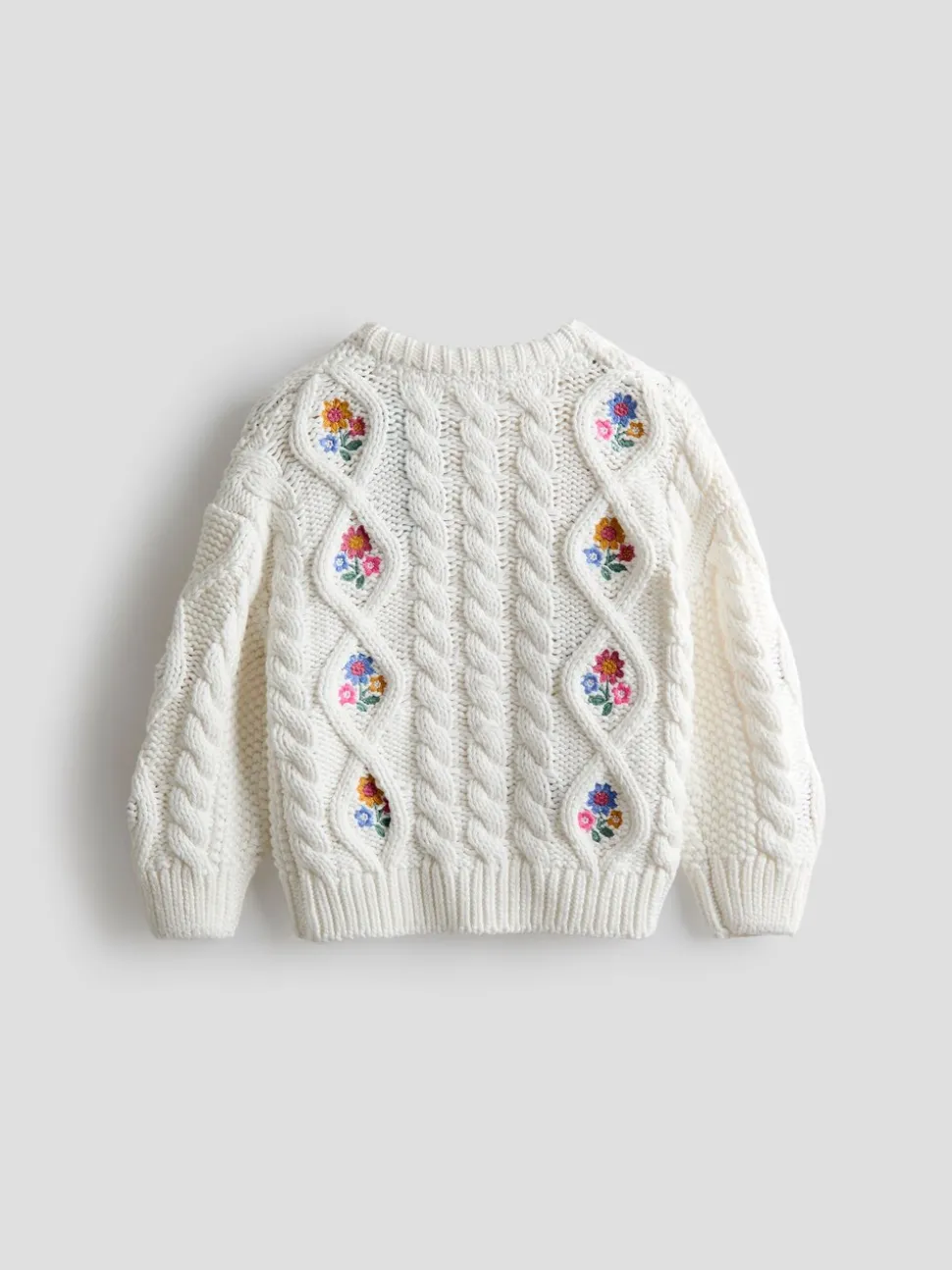 JoJo Maman Bébé Cream Embroidered Chunky Knit Jumper
