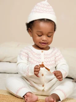 JoJo Maman Bébé Cream Fair Isle Knit 3- Piece Set