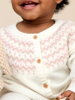 JoJo Maman Bébé Cream Fair Isle Knit 3- Piece Set