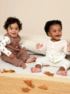 JoJo Maman Bébé Cream Fair Isle Knit 3- Piece Set