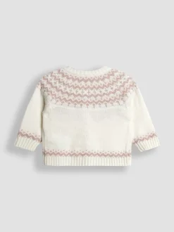 JoJo Maman Bébé Cream Fair Isle Knit 3- Piece Set