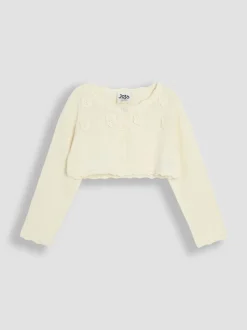 JoJo Maman Bébé Cream Floral Bolero Cardigan
