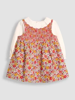 JoJo Maman Bébé Cream Floral Cord Dress & Body Set