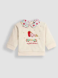 JoJo Maman Bébé Cream My First Christmas Sweatshirt & Leggings Set