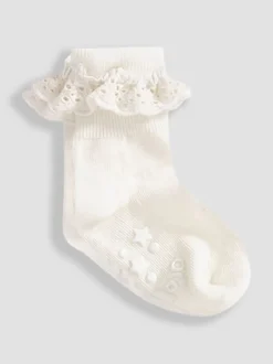 JoJo Maman Bébé Cream 3-Pack Frilly Socks