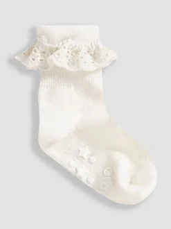 JoJo Maman Bébé Cream 3-Pack Frilly Socks
