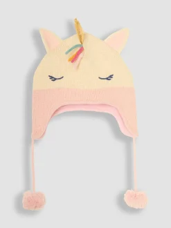 JoJo Maman Bébé Cream Unicorn Pom Pom Hat