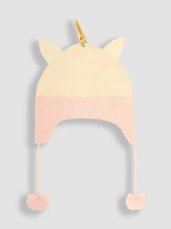 JoJo Maman Bébé Cream Unicorn Pom Pom Hat