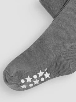 JoJo Maman Bébé Dark Grey Cotton Rich Plain Tights