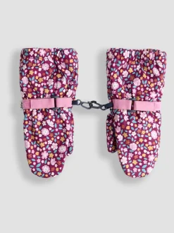 JoJo Maman Bébé Dark Pink Waterproof Fleece Lined Mittens