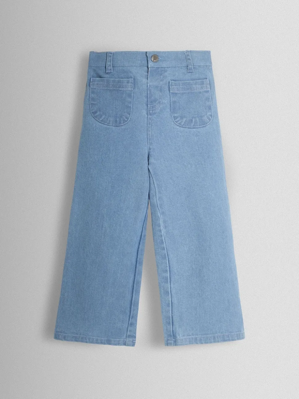 JoJo Maman Bébé Denim Blue Wide Leg Patch Pocket Denim Trousers