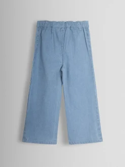 JoJo Maman Bébé Denim Blue Wide Leg Patch Pocket Denim Trousers
