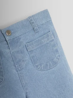 JoJo Maman Bébé Denim Blue Wide Leg Patch Pocket Denim Trousers