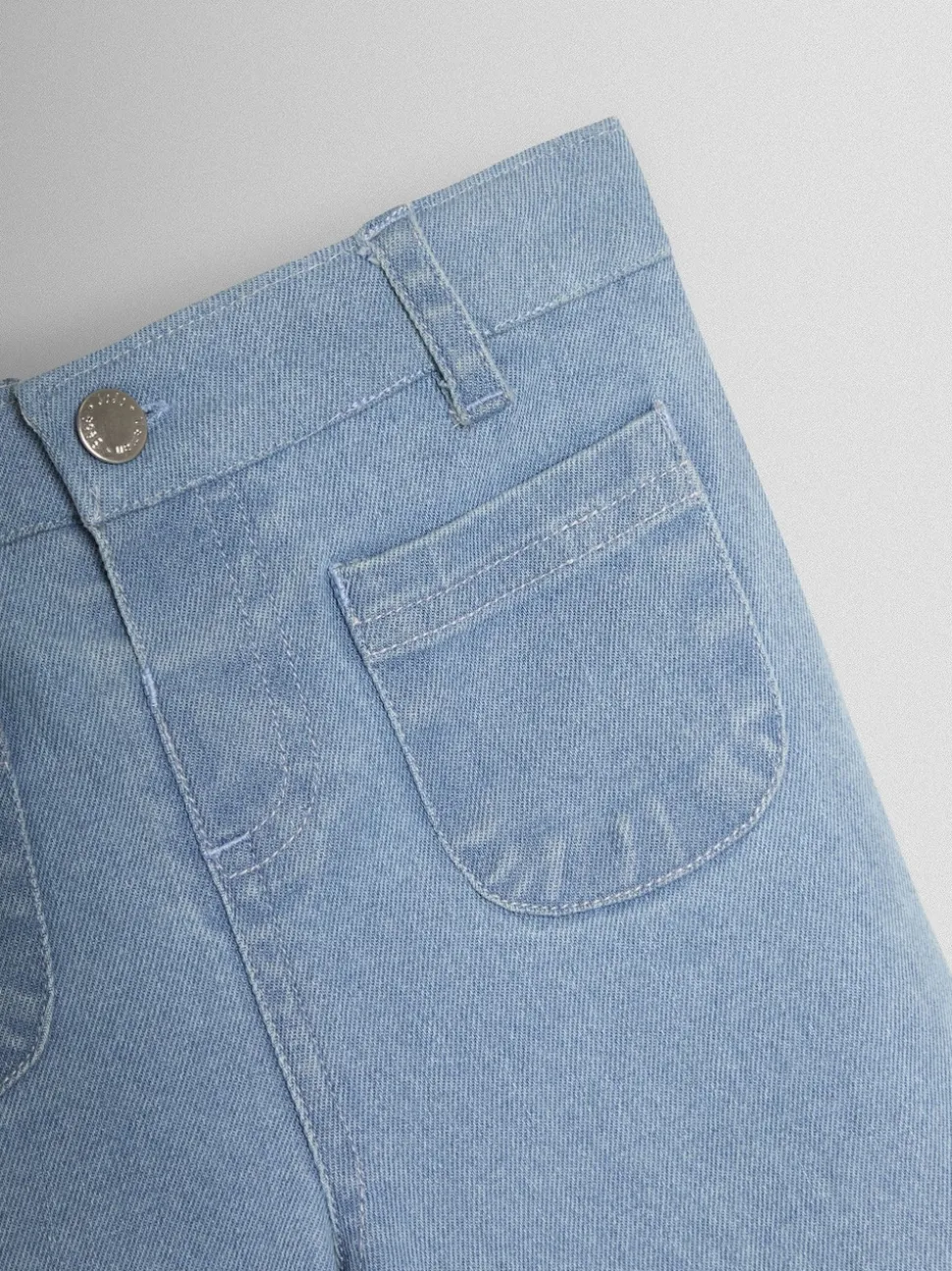 JoJo Maman Bébé Denim Blue Wide Leg Patch Pocket Denim Trousers