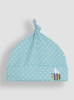JoJo Maman Bébé Duck Egg Cotton Embroidered Baby Hat