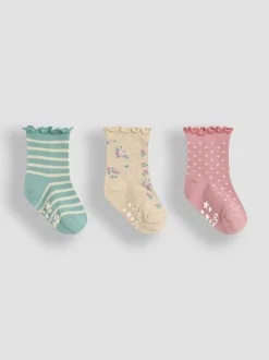 JoJo Maman Bébé Duck Egg Floral Socks 3 Pack