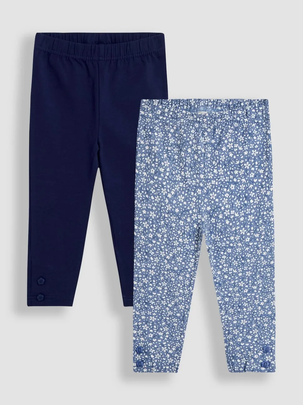 JoJo Maman Bébé Dusky Blue 2-Pack Ditsy Floral Leggings