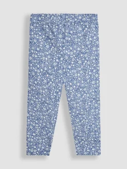 JoJo Maman Bébé Dusky Blue 2-Pack Ditsy Floral Leggings