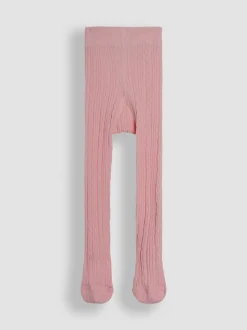 JoJo Maman Bébé Dusky Pink Cable Ribbed Tights