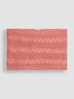 JoJo Maman Bébé Dusky Pink Cable Knitted Neck Cosy Scarf
