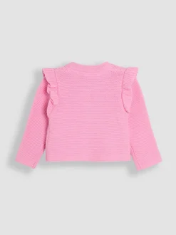 JoJo Maman Bébé Dusky Pink Flopsy Bunny Scallop Collar Cardigan