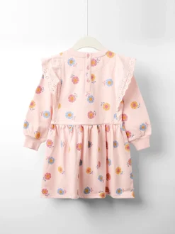 JoJo Maman Bébé Dusky Pink Floral Broderie Frill Sweat Dress