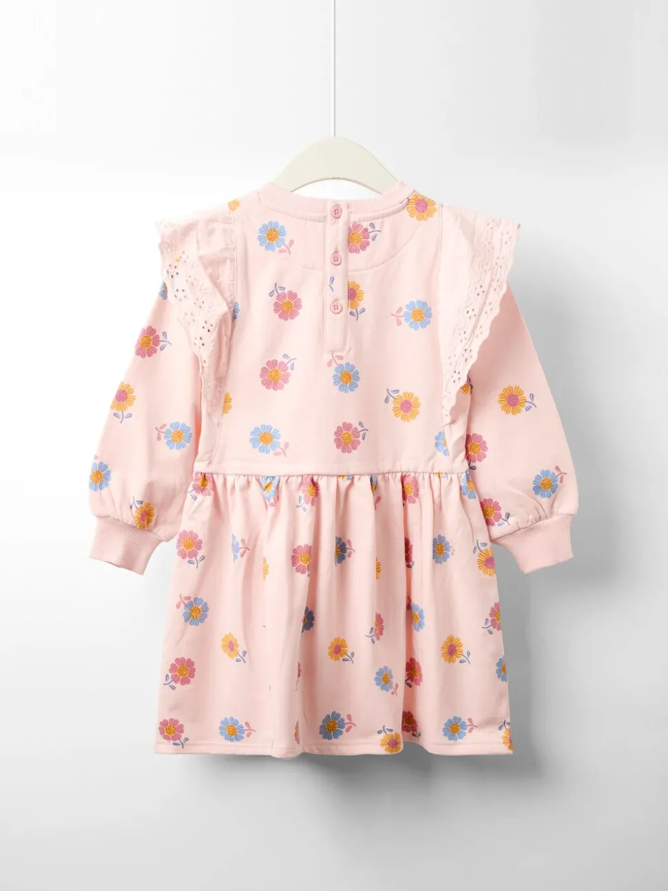JoJo Maman Bébé Dusky Pink Floral Broderie Frill Sweat Dress