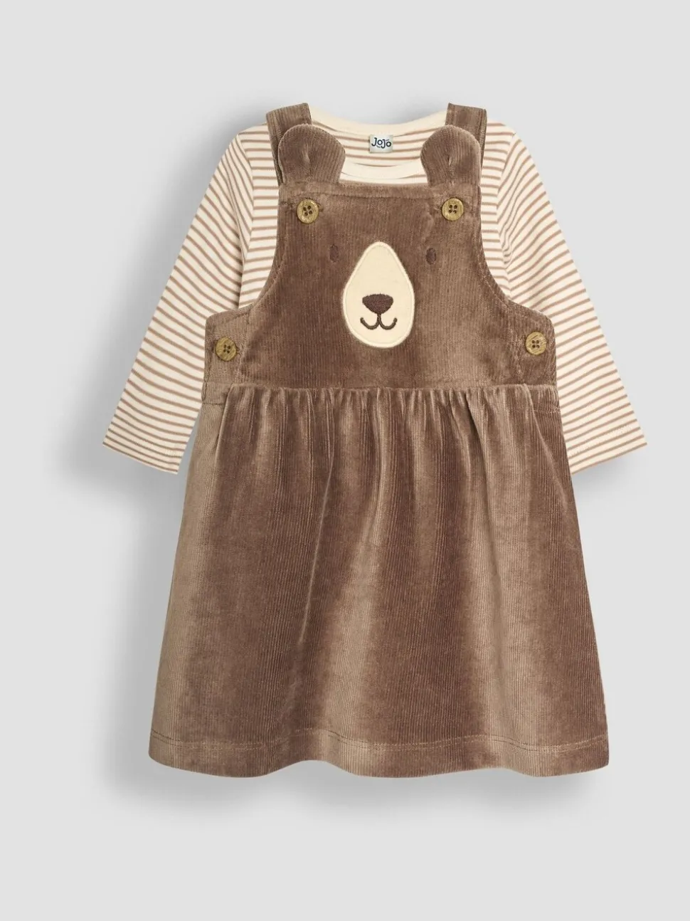 JoJo Maman Bébé Fawn Bear Velour Pinafore Dress And Top Set 2 Pack