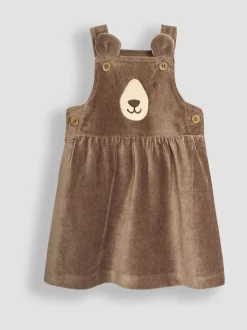 JoJo Maman Bébé Fawn Bear Velour Pinafore Dress And Top Set 2 Pack