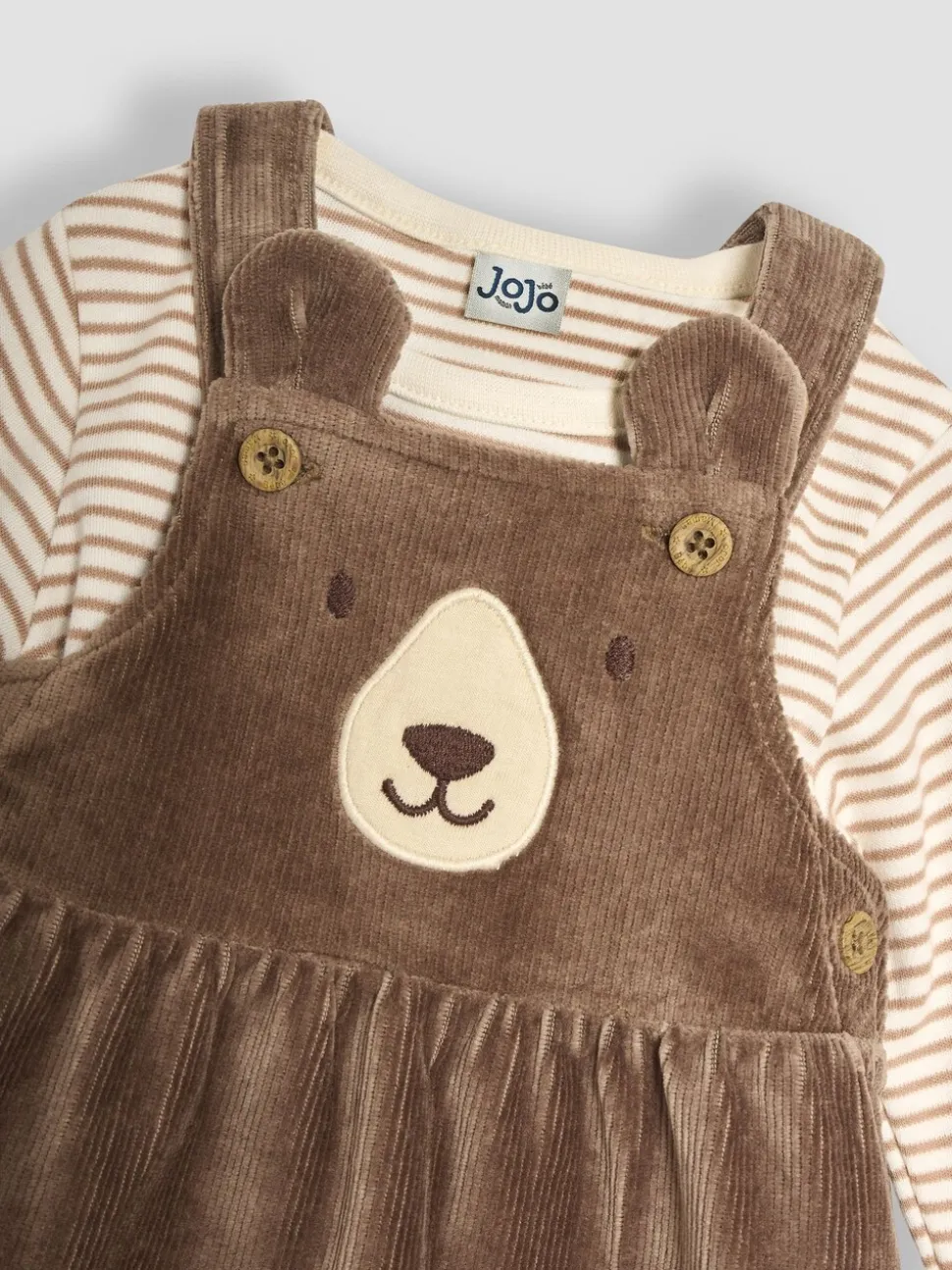 JoJo Maman Bébé Fawn Bear Velour Pinafore Dress And Top Set 2 Pack