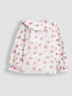 JoJo Maman Bébé Floral Cream Frill Collar Blouse