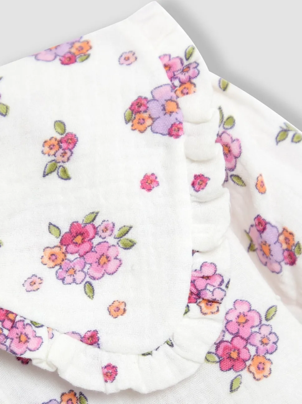 JoJo Maman Bébé Floral Cream Frill Collar Blouse