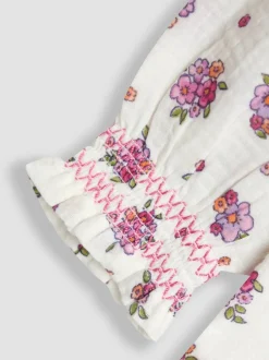 JoJo Maman Bébé Floral Cream Frill Collar Blouse